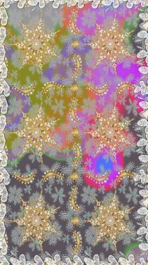 Barok tarzında kusursuz bir doğulu süsü. Gri ve nötr renklerde altın elementler. Geleneksel klasik raster altın pürüzsüz desen.