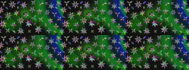 Çiçek desenli raster, yeşil ve gri çizgi grafik desenli soyut raster arkaplan. Modern stil dokusu.