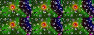 Raster illüstrasyonu. Bahar çiçekleriyle güzel bir çiçek deseni çizmişsin. Güzel kumaş deseni.