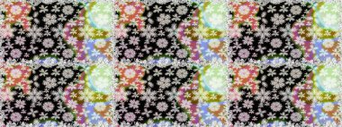 Poster ya da kapak için arka plan. Şirin, zarif çiçekler Raster illüstrasyonu. Tekstil için figür. Davetiye ve kartpostal tasarımı için dekoratif çiçek unsurları. Yapraklı kusursuz desen.