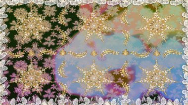 Gri ve nötr renklerde altın element. Damask arkaplanı tekerrür ediyor. Barok tarzında altın çiçek süsü. Antika altın tekrarlanabilir duvar kağıdı.