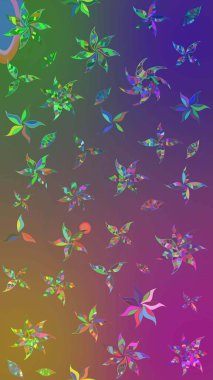 Mor ve yeşil renklerde Asya tekstili. Raster illüstrasyonu. Suluboya çiçekli çiçek deseni.