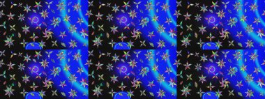 Raster çiçek izi. Klasik taslak çizimi. Çiçek mavisi ve gri çizim deseni.