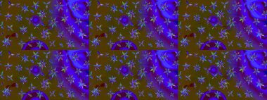 Suluboya çizimi. El çizimi. Çiçekli eskiz deseni. Kahverengi ve mor renkte çiçekler.