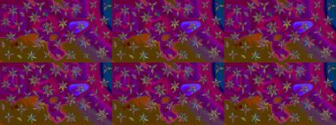 Raster çiçek desenli çiçek deseni, yapraklar, dekoratif elementler, sıçrama, lekeler, el çizimi kontur çizgileri ve Doodle çizim stili, grafik raster çizim çizimi.