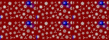 Düz Çiçek Elementleri Tasarımı. Renkli Bahar Teması eskiz kalıbı. Kırmızı ve nötr renklerde çiçekler. Raster illüstrasyonunda çiçek deseni çizimi.