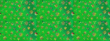 Çiçek ve yapraklı çiçek deseni. Küçük çiçekli şirin bir desen. Raster illüstrasyonu.