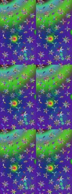 Küçük çiçekte güzel bir çiçek deseni var. Çiçekli çiçek deseni, suluboya. Raster deseni.