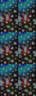 Renkli Yaz Temalı eskiz kalıbı. Raster Illustrasyon 'daki Çiçek Deseni' nin son moda çizimi. Düz Çiçek Elementleri Tasarımı. Gri ve mavi renkte çiçekler.