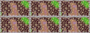 Çiçeklerle suluboya desenli çiçek deseni. Raster illüstrasyonu. Kahverengi renkli güzel tekstil.