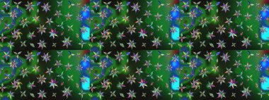 Raster düz çiçek çizim deseni. Yeşil ve gri renkli çiçekler. Tasarım hediye paketi, tebrik kartları, posterler ve afiş tasarımı.