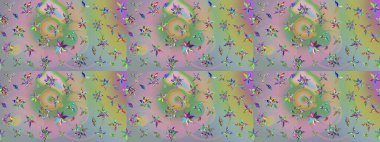 Tarafsız ve yeşil renklerde çiçekler. Gömlek baskısı için çiçek boyası. Çiçek eskiz kalıbı geçmişi.