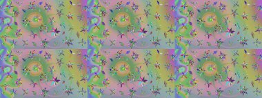 Raster illüstrasyonu. Yaprak ve çiçeklerin suluboya resimleri, tarafsız ve yeşil renkler üzerine çizimler. Yumuşak, bahar çiçekleri tarafsız ve yeşil renklerde.