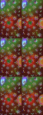 Kahverengi ve yeşil renklerde. Soyut çiçek çizim kalıbı arka planı. Raster deseni. Raster illüstrasyonu. Küçük çiçekte sevimli çiçek deseni var..