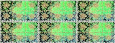 El yapımı dekoratif çerçeve, albüm kapağı, tebrik kartı, klasik Art deco tarzı. Raster soyut çiçek çelengi altın karalama fantezi yaprakları ve yeşil renkli çiçek.