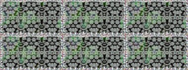 Gri renkli, zarif çiçek buketli suluboya. Renkli Bahar Temalı Kusursuz Arkaplan. Raster illüstrasyonu. Düz Çiçek Elementleri Tasarımı.