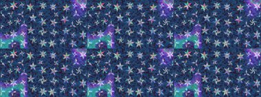 Kar taneleri, kar yağışı. Düşen Noel stili kar taneleri. İllüzyon. Güzel raster mavisi ve mor kar taneleri renkli bir arkaplanda izole edilmiş..