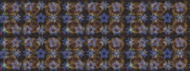 Raster kış deseni. Raster illüstrasyonu. Kahverengi, gri ve mavi renkler üzerine tasarım. Çiçek Elementleri ile soyut arkaplan.