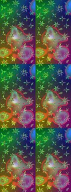 Hediye ambalaj kağıdı, tebrik kartları, posterler ve pankart tasarımı. Yeşil ve kahverengi renkli çiçekler. Raster düz çiçek çizim deseni.