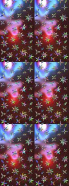 Kahverengi ve mor renkli çiçekler. Kumaş desenli papatya çiçekleri ayrıntıları.