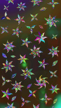 Düz Çiçek Elementleri Tasarımı. Raster illüstrasyonundaki çiçek desenli çizim. Kahverengi ve gri renkli çiçekler. Renkli Yaz Teması çizim şablonu.