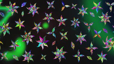 Nazik, narin çiçek arkaplanı. Çiçekli karalama şeklinde Raster çiçek deseni. Gri ve yeşil renkte çiçekler.