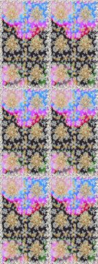 Doğum günü kartı, davetiye ya da afiş için iyidir. Kusursuz ortaçağ çiçek deseni. Gri renklerde altın. Raster illüstrasyonu. Dekoratif simetri arabesk.