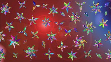 Flowers on brown and red colors. Raster illustration. Colour Spring Theme sketch pattern Background. Flat Flower Elements Design. Sketch floral pattern with flowers, watercolor.