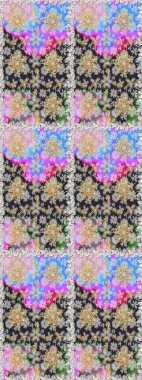 Doğum günü kartı, davetiye ya da afiş için iyidir. Kusursuz ortaçağ çiçek deseni. Gri renklerde altın. Raster illüstrasyonu. Dekoratif simetri arabesk.