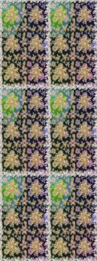 Parlak dantel, stilize çiçekler, şal desenli. Raster. Hassas altın deseni açın. Doğu tarzı arabesk. Kusursuz altın desenli bukleler. Gri renklerde, altın elementlerle kusursuz desen.