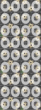 Raster illüstrasyonu. Altın şablon. Tarafsız, gri ve bej renklerde Royal retro. Eskiz kalıbı altın elementler. Klasik çiçek dokusu. Kart, duvar kağıdı, ambalaj, tekstil için klasik tasarım.