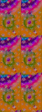 Renkli Bahar Teması eskiz kalıbı. Çiçek desenli eskiz, yaz çiçekleri. Düz Çiçek Elementleri Tasarımı. Turuncu ve kahverengi renkte çiçekler.