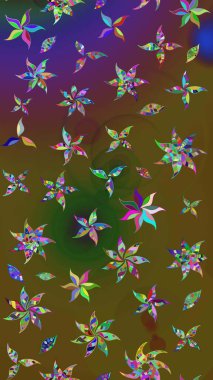 Moda baskıları için zarif bir şablon. Halk tarzı. Renkli çiçekli ve yapraklı harika bir çiçek deseni çizmişsin. Modern çiçek arkaplanı.