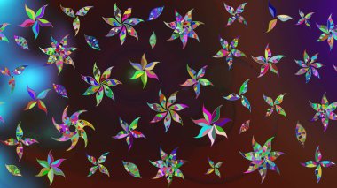 Renkli Bahar Teması eskiz kalıbı. Çiçek desenli eskiz. Kahverengi ve mor renkli çiçekler. Düz Çiçek Elementleri Tasarım Raster illüstrasyonu.