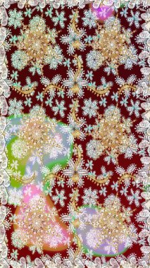 Klasik çiçek dokusu. Altın şablon. Kart, duvar kağıdı, ambalaj ve tekstil için klasik tasarım. Raster illüstrasyonu. Kusursuz desenli altın elementler. Tarafsız renklerde Royal retro.