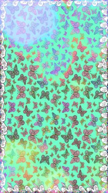 Bahar ve yaz tropikal kelebeklerin mavi ve nötr renklerde kusursuz desenleri vardır. Raster illüstrasyonu. Kumaş, kağıt ve ambalaj için uygun. Kelebek gölgeleri ve siluetler.