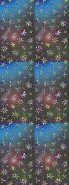 Üzerinde gri ve mavi renkte çiçekler olan çiçek deseni çiz. Suluboya tarzında gri ve mavi renkte çiçekler.