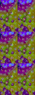 Raster illüstrasyonundaki çiçek desenli çizim. Yeşil ve kahverengi renklerde. Güzel kumaş deseni. Raster illüstrasyonu.