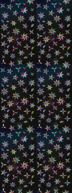 Çiçeksel çizim kalıbının yansıması. Vadinin çiçekleri gri ve mavi renklerde.