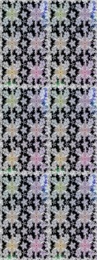 Ağaç dallı bahar çiçekleriyle desen, siyah ve nötr renkler ve çiçek silueti. Raster deseni.