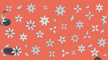 Raster düz çiçek çizim deseni. Çiçekler turuncu ve nötr renklerde. Tasarım hediye paketi, tebrik kartları, posterler ve afiş tasarımı.