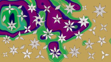 Renkli Bahar Teması eskiz kalıbı. Düz Çiçek Elementleri Tasarımı. Raster illüstrasyonu. Çiçekli çiçek deseni, suluboya. Sarı ve yeşil renkte çiçekler.