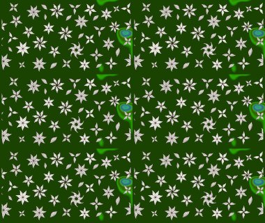 Renkli çizim kalıbı. Raster illüstrasyonu. Yeşil renkli şirin tekstil. Çiçek arkaplan. Çiçek duvar kağıdı.