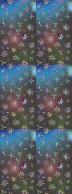 Nazik, sevimli çiçek arkaplanı. Gri ve mavi renkte çiçekler. Raster çiçek desenli ve çiçekli..