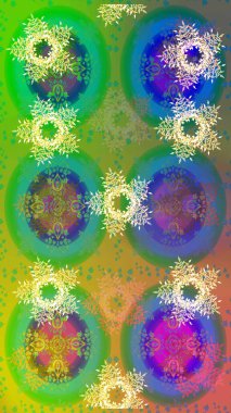 Raster resim. Kar tanesi renkli desen. Snowflakes desen. Raster kar taneleri arka plan. Renk arka plan üzerinde izole soyut kar taneleri ile düz tasarım.