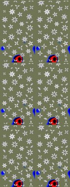 Nazikçe, güzel çiçek arkaplanı. Çiçekli karalama şeklinde Raster çiçek deseni. Yeşil ve beyaz renkte çiçekler.