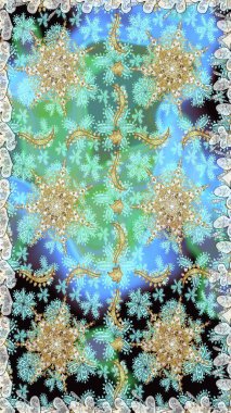 Klasik klasik klasik arka plan. Geleneksel oryantasyon süsü. Kusursuz klasik raster mavi ve altın desenli.