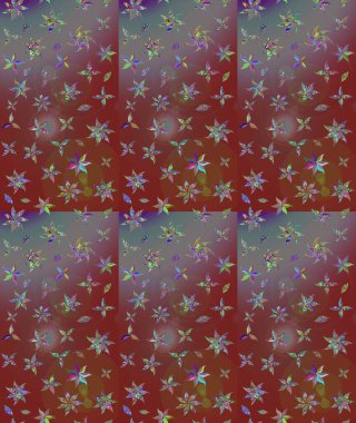 Suluboya, elle çizilmiş. Kahverengi üzerine çiçekler. Raster hisseleri. Taslak arkaplan deseni.