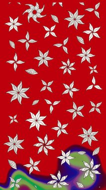 Kırmızı renkte çiçekler. Çiçekli eskiz çizimi. Renkli Yaz Temalı eskiz kalıbı. Düz Çiçek Elementleri Tasarımı.