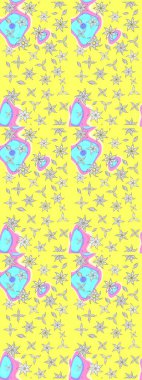 Paket kağıdı için en iyisi. Karşılama ya da düğün geçmişi olarak kullanılabilir. Sarı lale çiçekli Raster eskiz deseni. Doğal kozmetik ürünleri, parfüm, çiçekçi dükkanı için bahar ihalesi tasarımı.